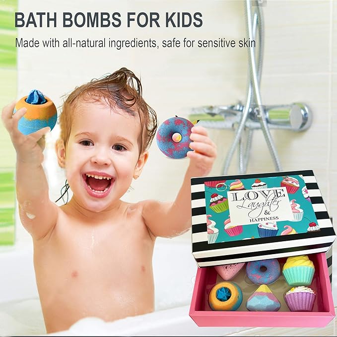 Bath Bombs Gift Set for Christmas - Bath Bombs for Girls, 6 Aromatherapy Natural BathBombs w/Organic Ingredients Skin Moisturizing Bubble BathBombs for Women Relaxing, Kids Stocking Stuffers - Bloomnest