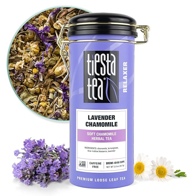 Tiesta Tea - Lavender Chamomile Herbal Tea, Loose Leaf, Calming Blend with Chamomile, Lavender, Lemongrass, Caffeine-Free Herbal, Great for Hot or Iced Brews, Refillable Tin, 50 Cups, 2 Ounce - Bloomnest
