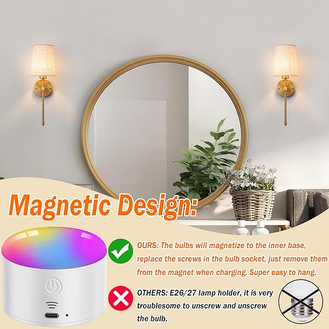 Battery Operated Wall Sconce Set Of Two with Remote Control, Indoor Not Hardwired Dimmable Battery Operated Wall Sconce Light Fixture with Fabric Linen Shade For Bedroom Living Room, Bulb Included ( C - Bloomnest