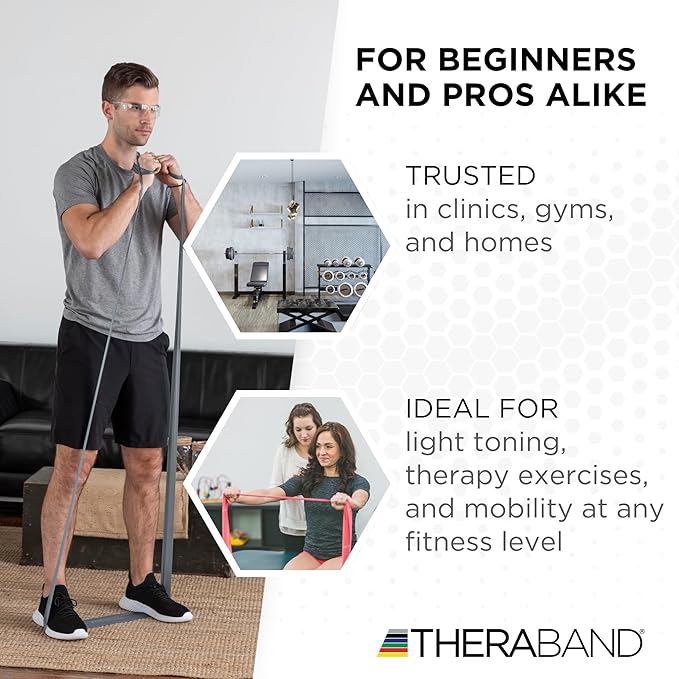 THERABAND Resistance Band, Black, Special Heavy, 50-Yard Roll, Latex Elastic Band for Exercise - Bloomnest