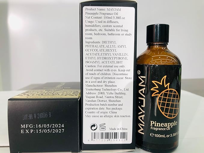 MAYJAM 100ML/3.38FL.OZ Pineapple Fragrance Oils with Glass Dropper, Essential Oils for Diffusers for Home, Long Lasting Scented Oils for Diffusers Soap Candle Making - Bloomnest