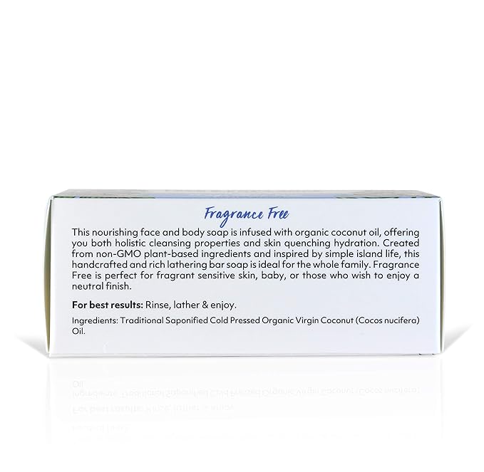 Coco Fiji Soap Bar for Face and Body Infused With Organic Coconut Oil, Fragrance Free, Essential Oil, Natural Soap for Moisturizing & Pore Purifying Skin, 7 oz,Pack of 2 - Bloomnest