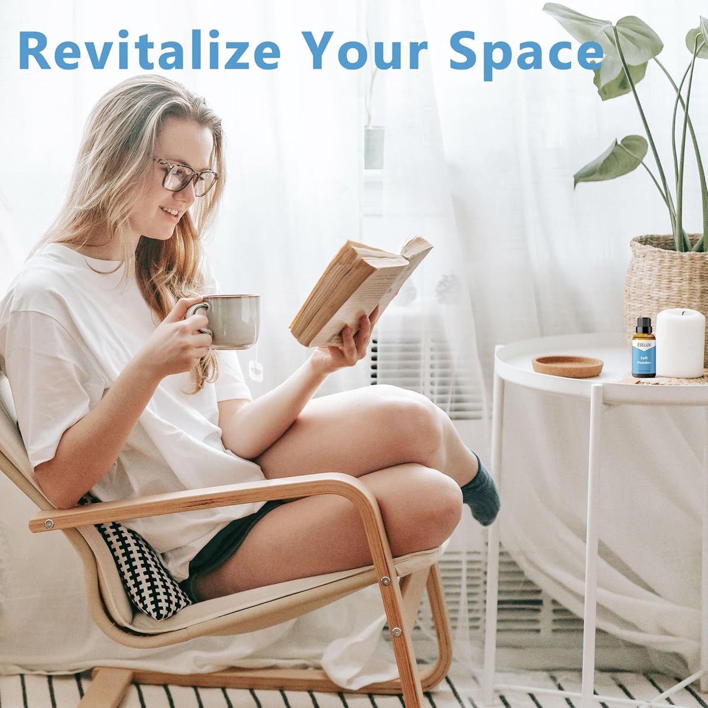 Soft Powder Fragrance Oil - ESSLUX Essential Oils for Diffuser, Candle Soap Making Clean Fresh Scents, Aromatherapy Scented Massage, Perfume for Humidifier Home Fragrance, 1 fl oz