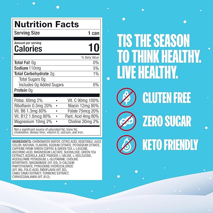 ZOA Zero Sugar Energy Drinks, Dwanta's Holiday Punch - Sugar Free with Electrolytes, Healthy Vitamin C, Amino Acids, Essential B-Vitamins, and Caffeine from Green Tea - 12 Fl Oz (12-Pack) - Bloomnest