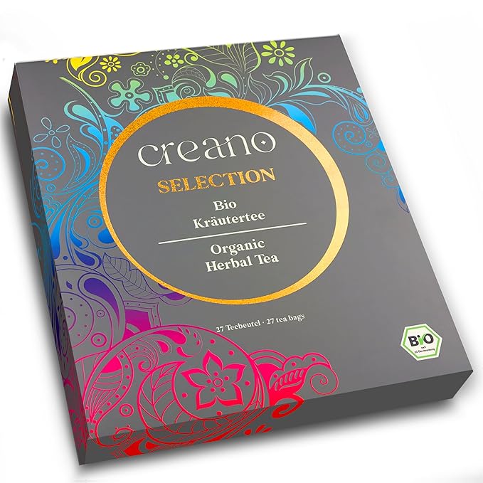 Creano Organic Herbal Tea Sampler Gift Set - Tea Gift Box - 27 Organic Tea Bags in 9 Different Varieties 54 g - Bloomnest