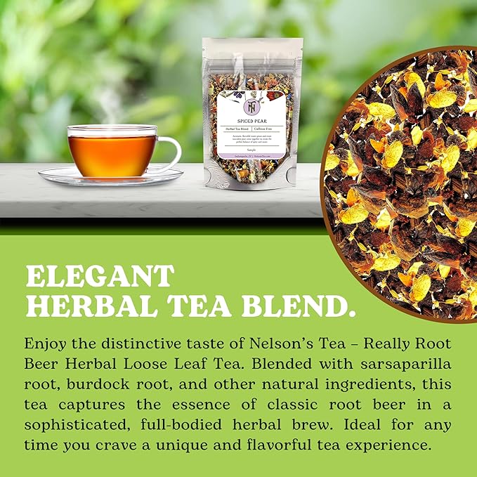 Nelson's Tea Really Root Beer - Caffeine Free Sarsaparilla Root Herbal Loose Leaf Tea; Blend of Flavors like Sarsaparilla, Sassafras Burdock, and More! - (Sample 0.5 Oz) - Bloomnest