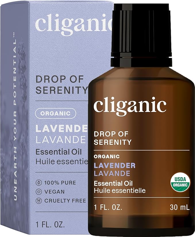 Cliganic Organic Lavender Essential Oil, 1oz - 100% Pure Natural Undiluted, for Aromatherapy Diffuser | Non-GMO Verified (Packaging May Vary) Cliganic