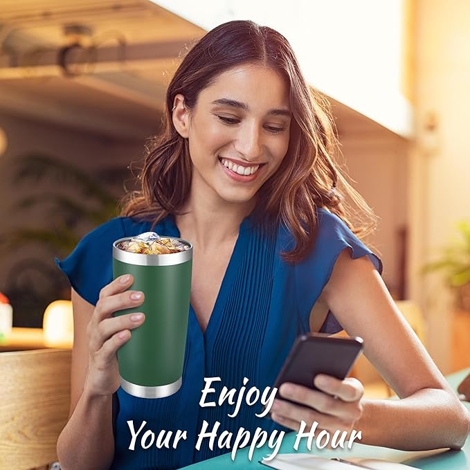 20 oz Tumblers Bulk Stainless Steel Tumbler with Lid Double Wall Vacuum Insulated Coffee Mug 20oz Powder Coated Cup for Hot and Cold Drinks, Dark Green, 12 pack - Bloomnest