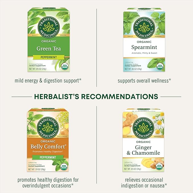 Traditional Medicinals Tea, Organic Triple Mint - Supports Healthy Digestion - Kosher, Non-GMO, Caffeine-Free - 16 Tea Bags - Bloomnest