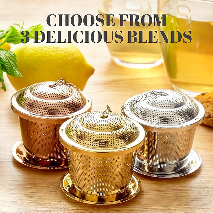 Large Tea Infuser (Set of 2) with Tea Scoop and Drip Trays by Apace – Multi Cup Size Stainless Steel Loose Leaf Tea Strainer and Steeper - Bloomnest