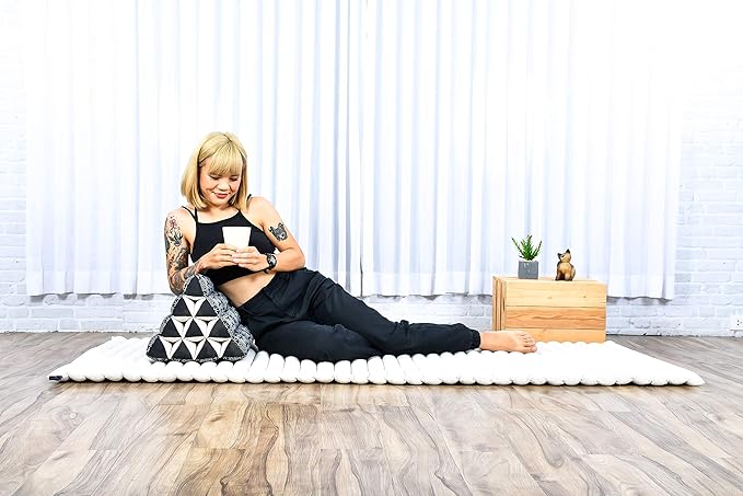 Leewadee Triangle Cushion – Comfortable Backrest for TV or Reading, Incline Pillow for Relaxing Made of Eco-Friendly Kapok, 20 x 13 inches, Black - Bloomnest