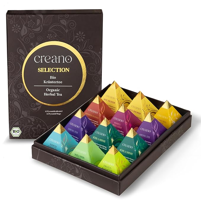Creano Organic Herbal Tea Gift Set "Organic Herbal Tea" – 12 Pyramid Tea Bags in 9 Different Varieties – 30g* - Bloomnest