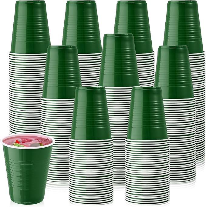 Zopeal 200 Pcs Plastic Cup Bulk 18 oz Disposable Tumblers Wedding Hard Plastic Party Wine Cups Fancy Beverage Drinking Soda Cocktail Glasses for Wedding Birthday Christmas(Green) - Bloomnest