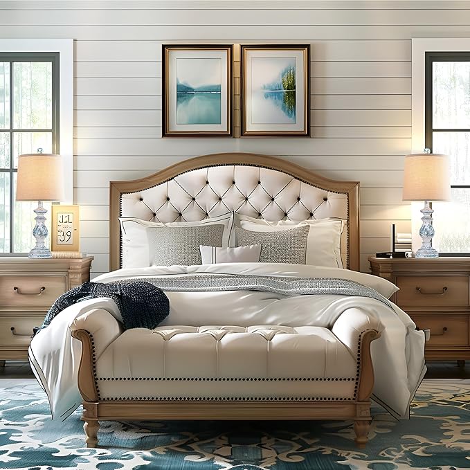 PARTPHONER Traditional Table Lamp Set of 2, Rustic Farmhouse Table Lamps for Living Room Bedroom, 22" Bedside Desk Lamps Vintage Nightstand Lamps with Linen Shades, Washed Blue - Bloomnest