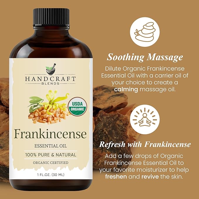 Handcraft Blends Organic Frankincense Essential Oil – 1 Fl Oz – 100% Pure and Natural – Premium Grade Essential Oil for Diffuser and Aromatherapy HandcraftBlends