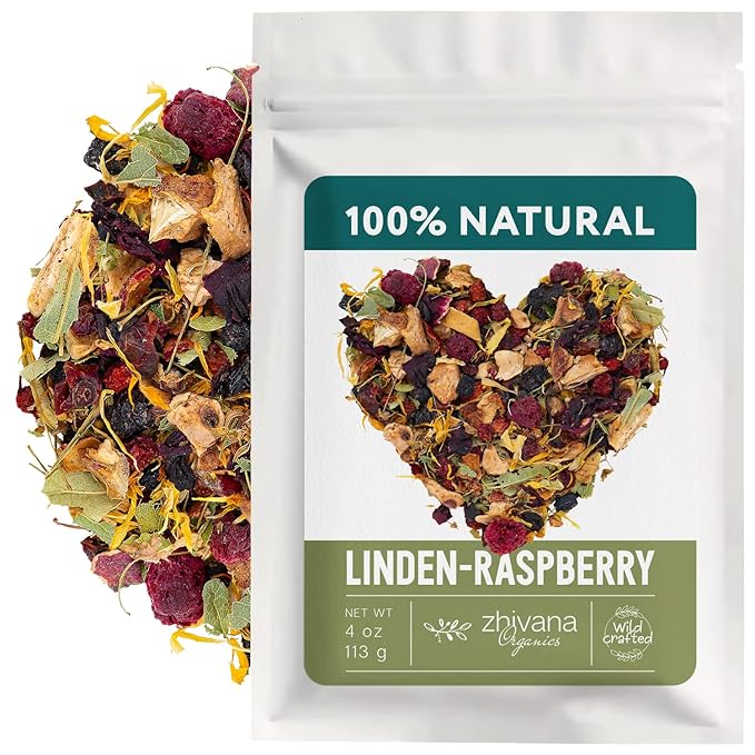 Linden & Raspberry Herbal Tea Loose Leaf – Fruity Tea with Raspberry Leaf & Fruit, Lemon Balm & Elderflower – No Caffeine – Naturally Calming Herbal Teas – 4oz. - Bloomnest