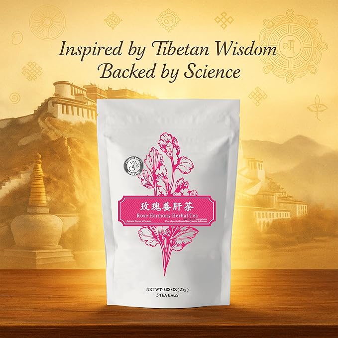 Rose Harmony Herbal Blend, Natural Herbal Tea With Rose, Mandarin Peel, Chrysanthemum, and Licorice Root, Calming Floral Infusion and Relaxing Beverage, Includes 5 Natural Tea Bags for Mindful Sipping