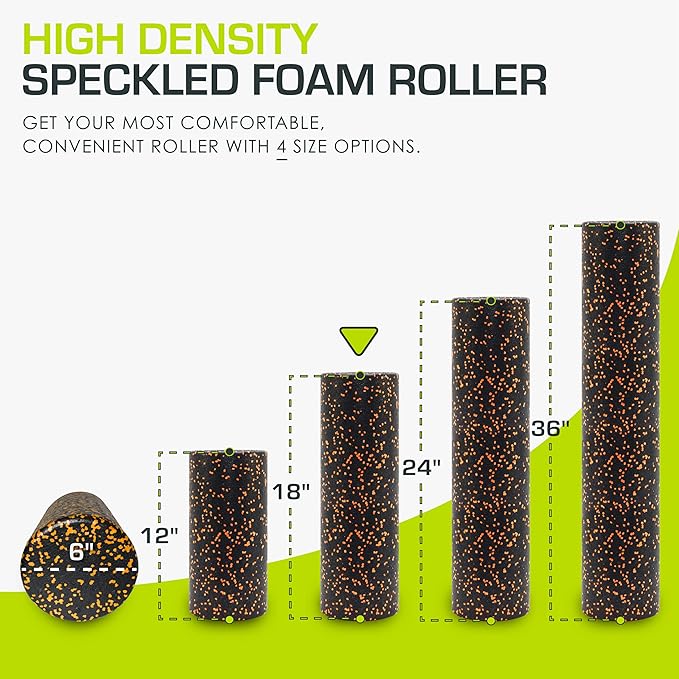 ProsourceFit High Density Foam Rollers 12 - inches Long, Firm Full Body Athletic Massage Tool for Back Stretching, Yoga, Pilates, Post Workout Muscle Recuperation, Black/Blue - Bloomnest