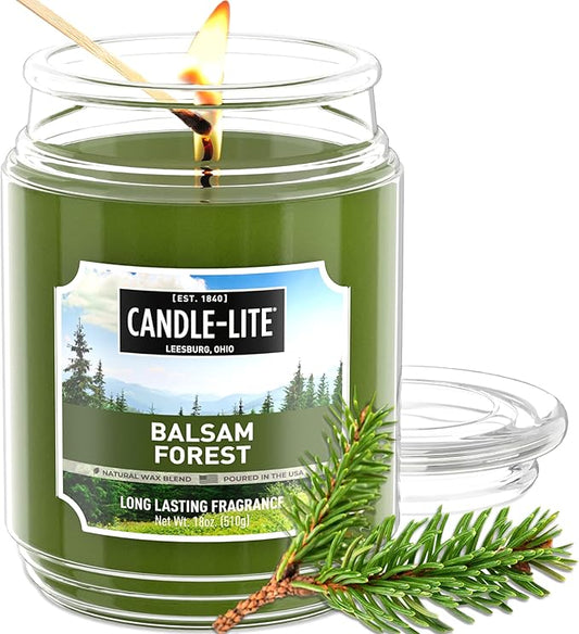 Candle-lite Fall Scented Candles, Balsam Forest Fragrance, 18 oz Jar, Proudly Poured in USA, Aromatherapy Candle, Single-Wick with 110 Hours of Burn Time, Perfect for Creating a Refreshing Ambiance - Bloomnest