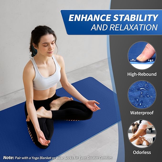 CAMBIVO Yoga Mat for Women Men Kids, 1/3 & 1/4 & 2/5 Inch Extra Thick Yoga Mat Non Slip, 72" x 24" TPE Yoga Mats, Workout Mat with Carrying Strap for Yoga, Pilates and Floor Exercises - Bloomnest