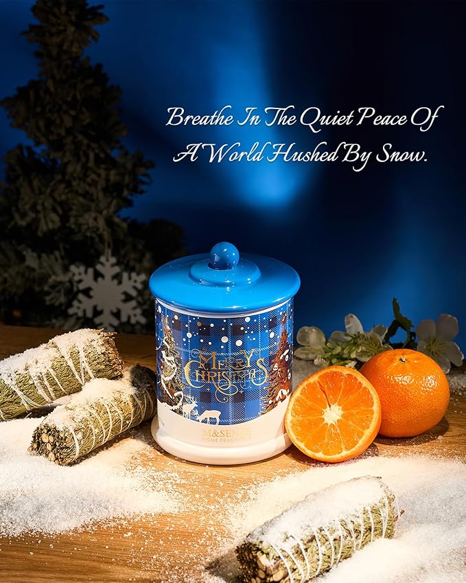M&SENSE 2 Wick Winter Snowflake Scented Candle, Soy Wax Non Toxic Jar Candle,2 Wick 12.7oz 75 Hour Long Lasting Slow Burning,Christmas Candles, Christmas Home Decor - Bloomnest