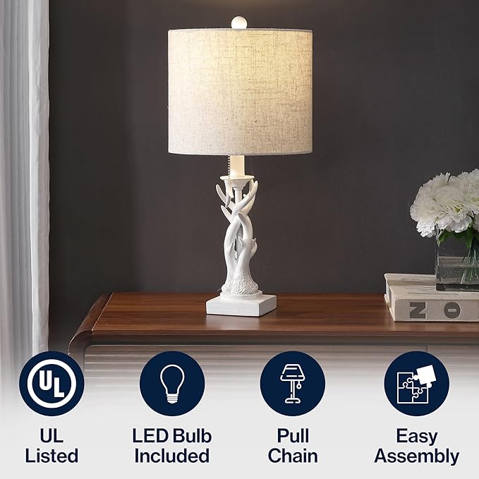 JONATHAN Y JYL1031C Gaston 20.5" Resin Mini LED Table Lamp for Living Room, Family Room, Dining Room, Bedroom, Hallway, Office, Antique White - Bloomnest