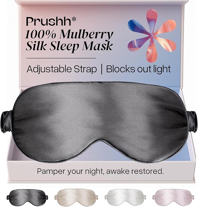 Adjustable Blackout Silk Sleep Mask - Luxurious 100% Pure Mulberry Eye Mask for Restful Sleep & Travel, Hypoallergenic, Cooling, for Women & Men, Grade 6A Silk (Charcoal Grey) - Bloomnest
