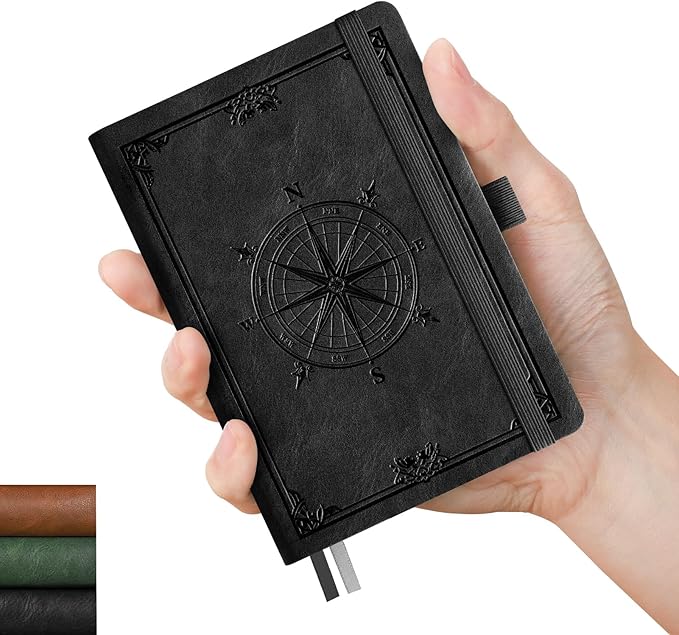 AHGXG Small Lined Pocket Journal Notebook for Men - 256 Numbered Pages College Ruled B6 Mini Journal, Vintage Soft Leather Hardcover, 80gsm Paper, for Women Work Office School, 4.1'' X 5.7''- Black - Bloomnest