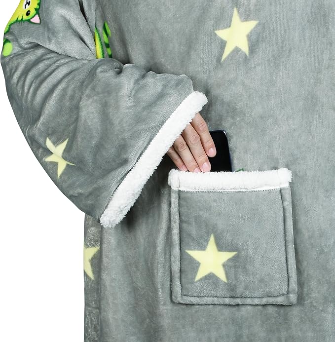 Tirrinia Sherpa Wearable Blanket With Sleeves, Full Body Throw Reading Wrap TV Blankets - Bloomnest