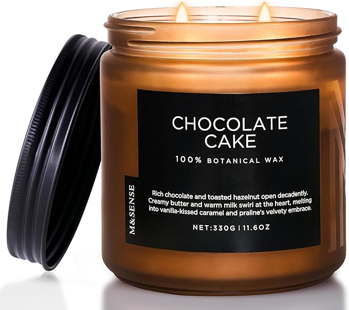 M&SENSE Chocolate Layer Cake Scent Candles, Large 11.6oz Natural Soy Wax 70 Hours Burn Time Clean Non Toxic Scented Classic 2 Wicks Candle for Bedroom Living Room Office - Bloomnest