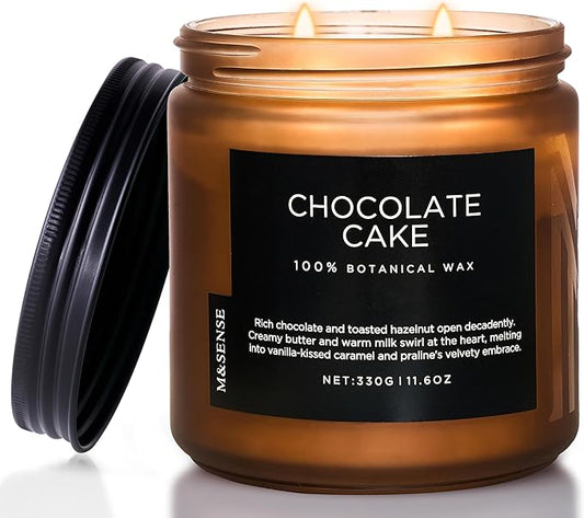 M&SENSE Chocolate Layer Cake Scent Candles, Large 11.6oz Natural Soy Wax 70 Hours Burn Time Clean Non Toxic Scented Classic 2 Wicks Candle for Bedroom Living Room Office - Bloomnest