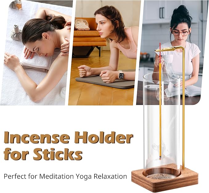 Incense Holder for Sticks, Insence-Stick Holder, Anti-Ash Flying No Mess Incense Burner, Incense Stick Holder with Glass Ash Catcher, for Yoga Spa Meditation Home Decor(2 Pack) - Bloomnest