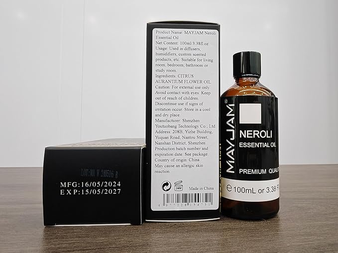 Neroli Essential Oil, MAYJAM Pure Essential Oils for Diffusers, 3.38FL.OZ/100ML Large Volume Neroli Oil with Premium Glass Dropper - Bloomnest