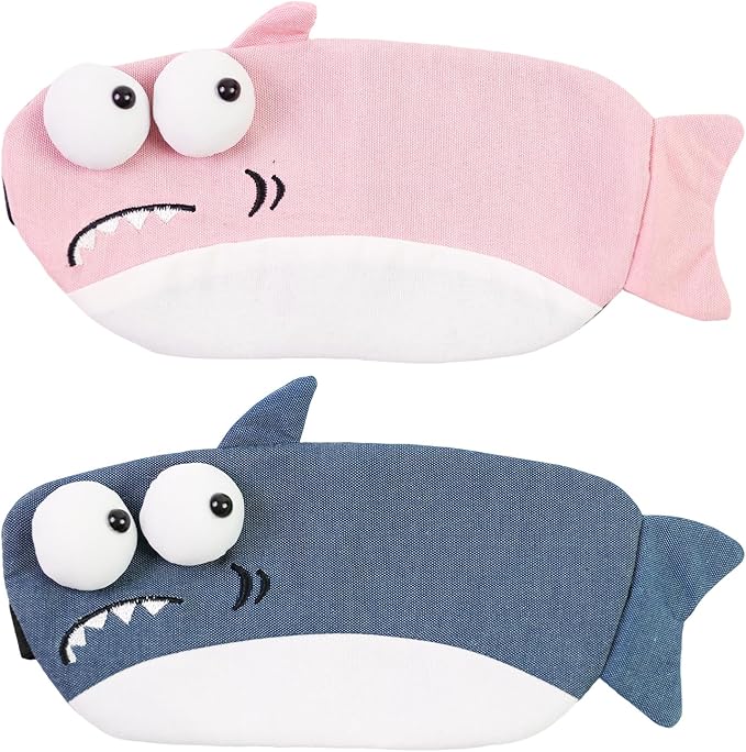 Cute Sleeping Mask, Shark Soft Fabric Sleep Mask Funny Cartoon Blindfold Novelty Eye Cover Eyeshade Shade for Women Kids Girls and Adult Travel (Pink+Blue Shark) - Bloomnest