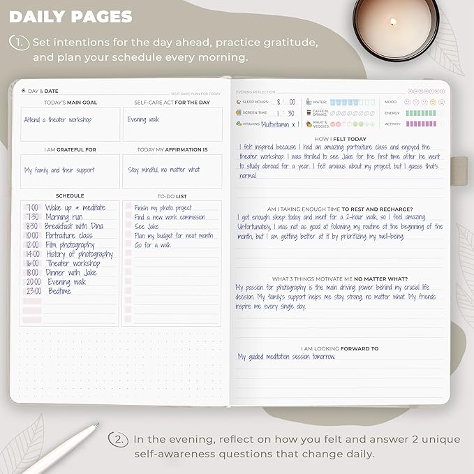 Clever Fox Self-Care Journal – Daily Reflection Notebook – Mental Health & Personal Development Planner, Meditation & Mood Log, A5 (Foggy Alps) - Bloomnest