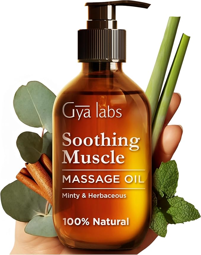 Gya Labs Soothing Massage Oil - 6.76 Fl Oz - Non-Greasy Formula for Sore Muscles, Deep Relaxation & All Skin Types - Suitable for Men & Women - Bloomnest