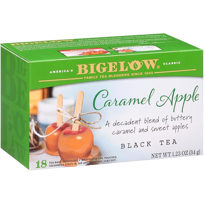Bigelow Tea Caramel Apple Black Tea, Caffeinated Tea with Caramel and Apple, Holiday and Christmas Tea, 18 Count Box (Pack of 6), 108 Total Tea Bags - Bloomnest