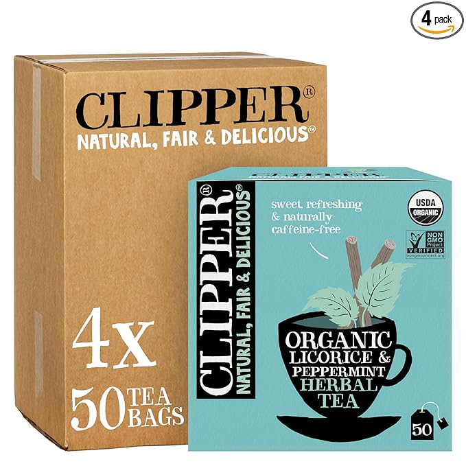 Clipper Tea Peppermint & Licorice Teabags – Caffeine Free, USDA Organic, Great Hot or Iced – Sweet, Refreshing, Natural, Fair & Delicious Sweet – 200 Tea Bags - Bloomnest