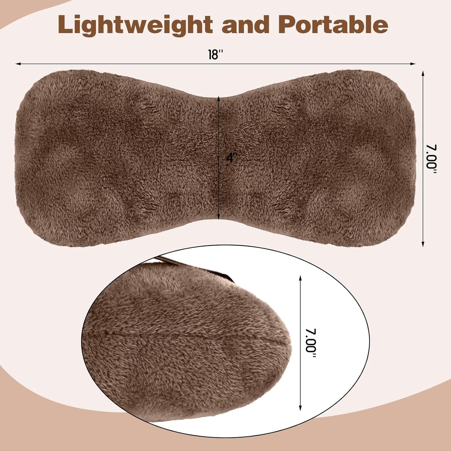 1 Pc Neck Pillow for Recliner Headrest Pillow Bone Shaped Chair Plush with Adjustable Strap Neck Support and Pain Relief Curve Head Cushion for Car Travel Airplane (Brown)