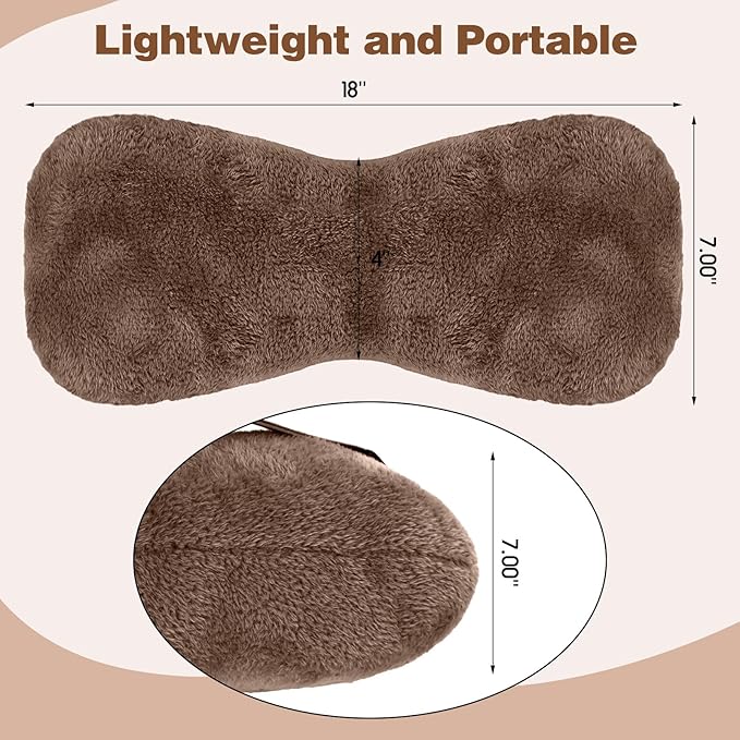 1 Pc Neck Pillow for Recliner Headrest Pillow Bone Shaped Chair Plush with Adjustable Strap Neck Support and Pain Relief Curve Head Cushion for Car Travel Airplane (Brown) - Bloomnest