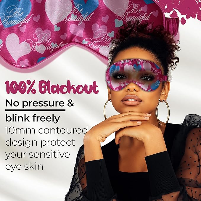 Luxury Sleep Mask – Soft, Lightweight & Ultra Comfort-Perfect for Light Blocking Wake up Radiant (Pink, Elastic Band Strap) - Bloomnest