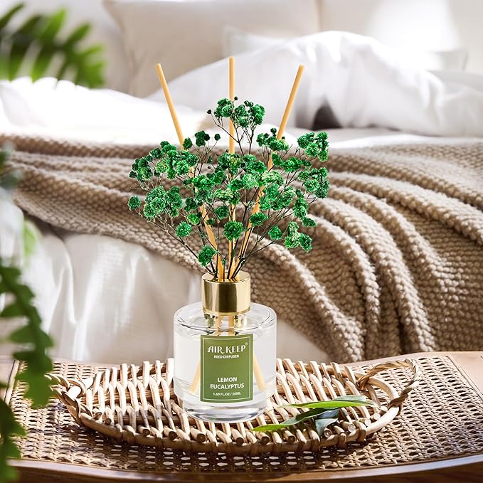 Airkeep Reed Diffuser Set of 3, Coconut Pineapple Lemon Eucalyptus Cranberry Apple Oil Reed Diffusers for Bedroom Living Room Office Aromatherapy Oil Reed Diffuser for Gift 50ml x 3 - Bloomnest
