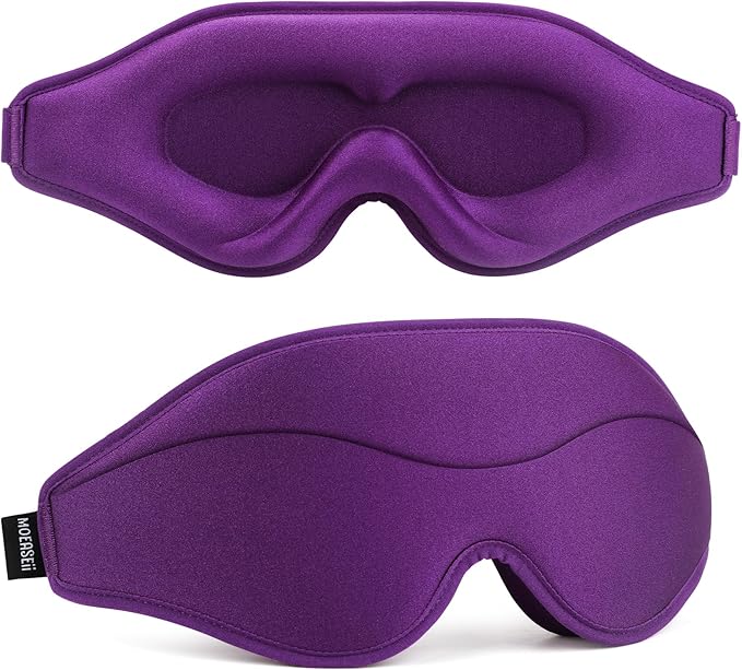Sleep Mask - Total Blackout 3D Sleeping Mask, Super Lightweight & Silky Soft Eye Mask for Sleeping, Fully Adjustable Fit for Home, Office, Traveling, Meditation, Yoga, Purple - Bloomnest