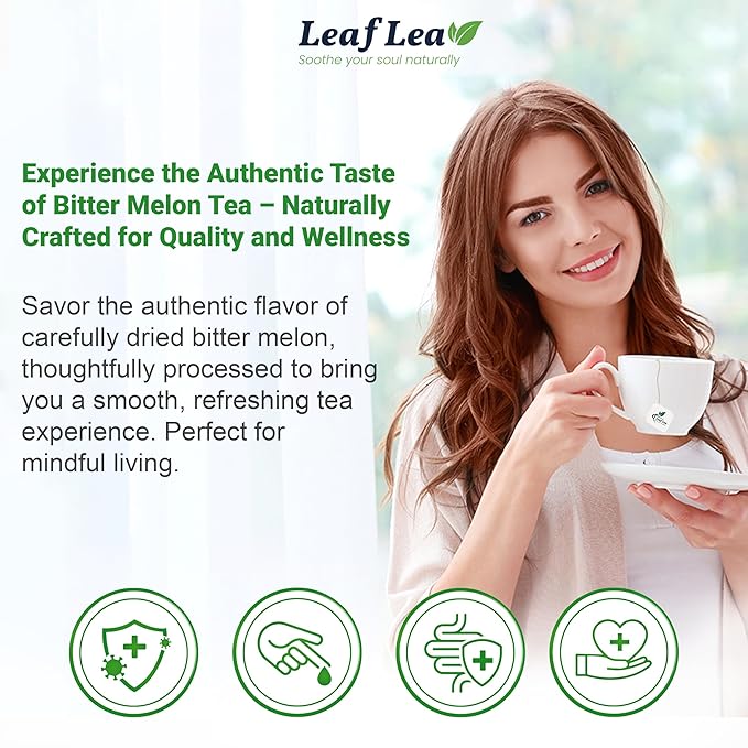LeafLea Natural Bitter Melon Tea Bags, 40 Cundeamor Herbal Tea Bags – Melon Amargo Gohyah Fruit Tea | Wellness & Digestion Support | Caffeine-Free, Non-GMO, Sugar-Free, Vegan - Bloomnest
