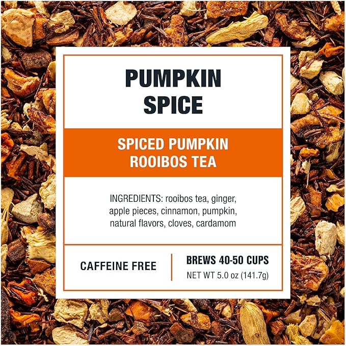 Tiesta Tea - Pumpkin Spice Rooibos Loose Leaf Tea, Premium Caffeine-Free Herbal Infusion, Refillable Tin Can, Brew Hot or Iced, Makes up to 50 Cups, 5 Ounce - Bloomnest