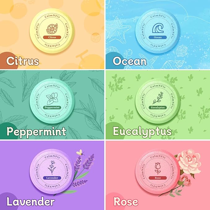6 Pack Shower Steamers, Bath Bombs with Individually Wrapped, Variety Shower Tablets for Her, Birthday Presents for Men and Women Who Have Everything(6 Scents) - Bloomnest