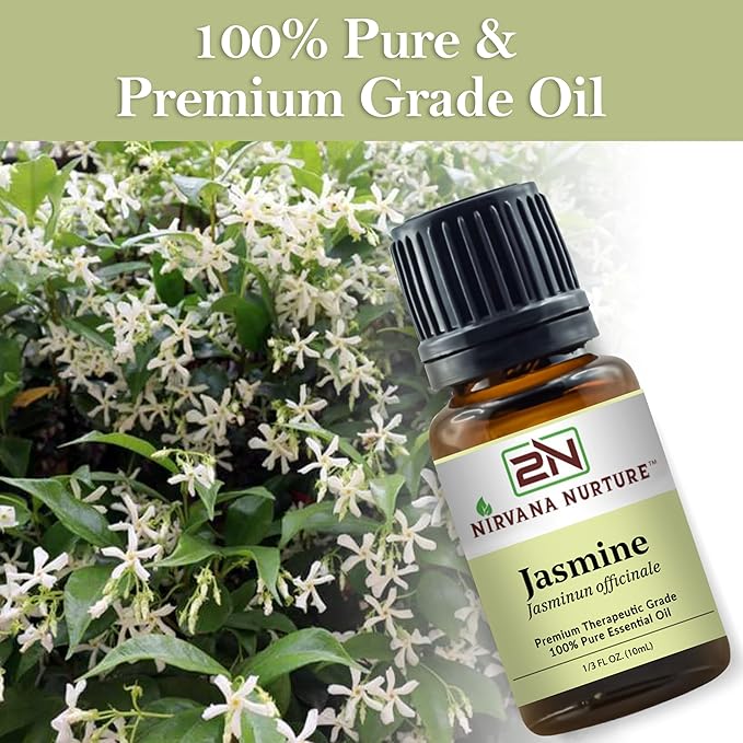 Jasmine Essential Oil, 100% Pure Undiluted, Aromatherapy Oil for Diffuser, Hair & Skin Care NirvanaNurture