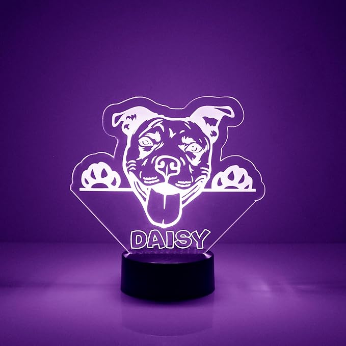 Custom Dog LED Sign Night Light Lamp with Remote, Light Up Display with Personalized Name or Image, Customized and Made in The USA, Clear Acrylic Home Decor Design with 16 Colors, 4 Modes - Bloomnest