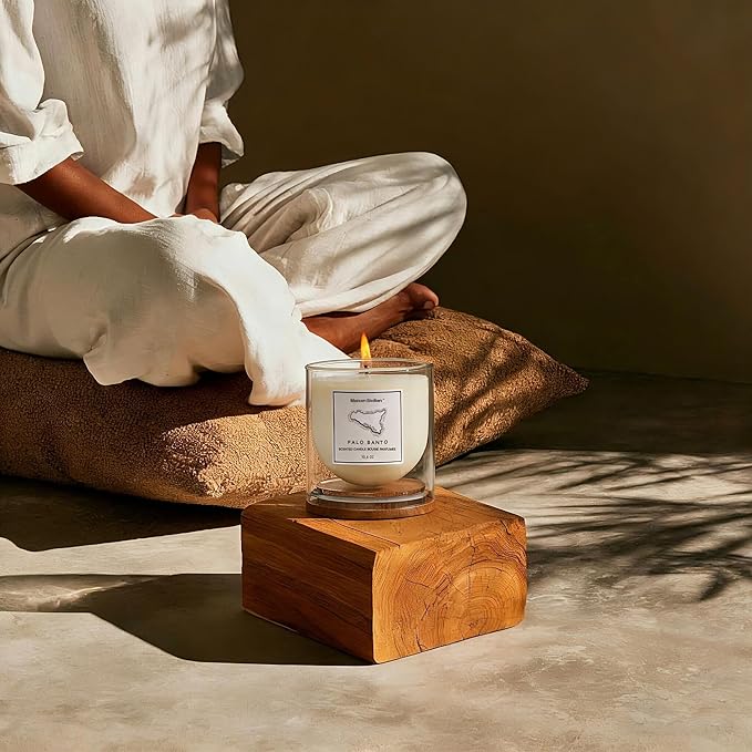 Palo Santo Candle by Maison Sicilian – Warm Earthy Sacred Wood with Sandalwood & Warm Balsamic Notes, Hand-Poured Soy Wax, 65 Hour Burn | Room-Filling Meditation & Space Cleansing Gift MaisonSicilian