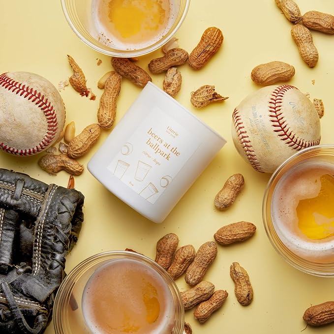 Literie NYC Inspired Scented Candle: Beers at The Ballpark - Citrus & Hops Scent, 9oz, 50 Hour Burn, Vegan Soy & Coconut Blend Candle for Home Decor, Gift for Women & Men - Bloomnest